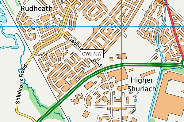 CW9 7JW map - OS VectorMap District (Ordnance Survey)