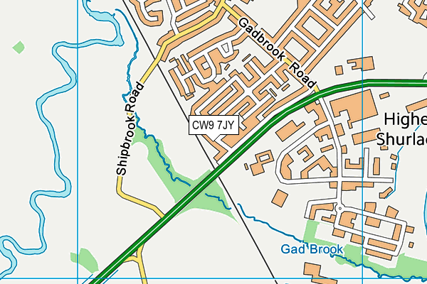 CW9 7JY map - OS VectorMap District (Ordnance Survey)