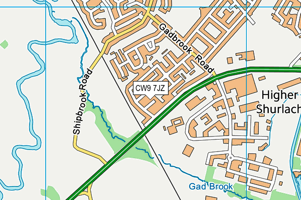 CW9 7JZ map - OS VectorMap District (Ordnance Survey)