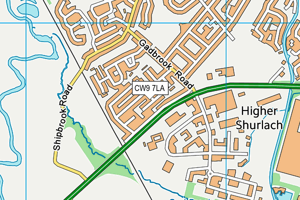 CW9 7LA map - OS VectorMap District (Ordnance Survey)