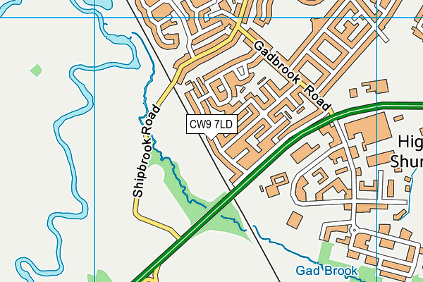 CW9 7LD map - OS VectorMap District (Ordnance Survey)