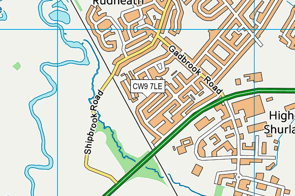 CW9 7LE map - OS VectorMap District (Ordnance Survey)