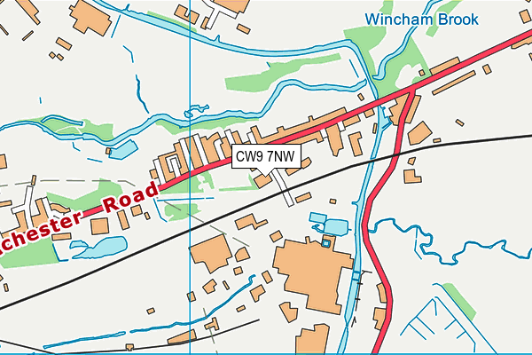 Lostock Social Club map (CW9 7NW) - OS VectorMap District (Ordnance Survey)