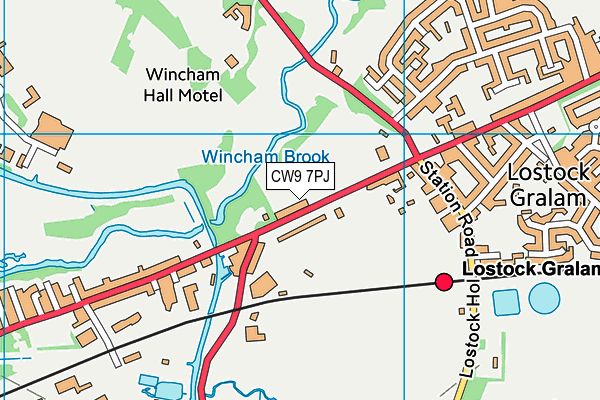Lostock Gralam Football Club map (CW9 7PJ) - OS VectorMap District (Ordnance Survey)