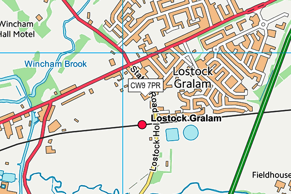 CW9 7PR map - OS VectorMap District (Ordnance Survey)