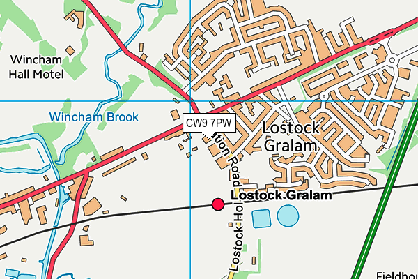 CW9 7PW map - OS VectorMap District (Ordnance Survey)