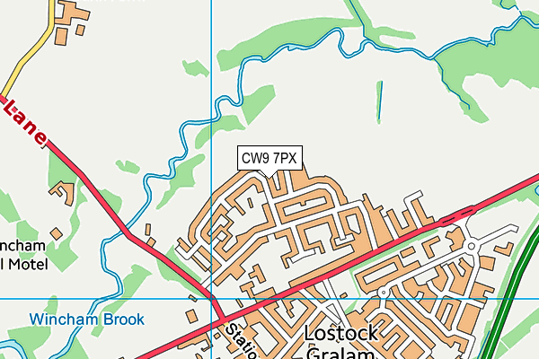 CW9 7PX map - OS VectorMap District (Ordnance Survey)