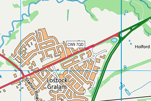 CW9 7QD map - OS VectorMap District (Ordnance Survey)