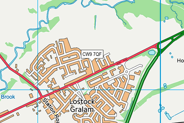 CW9 7QF map - OS VectorMap District (Ordnance Survey)