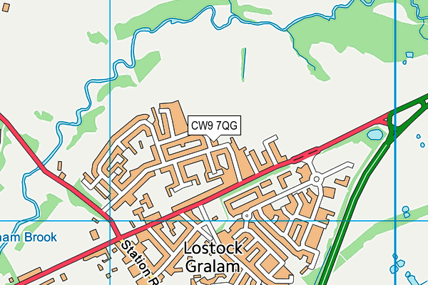 CW9 7QG map - OS VectorMap District (Ordnance Survey)