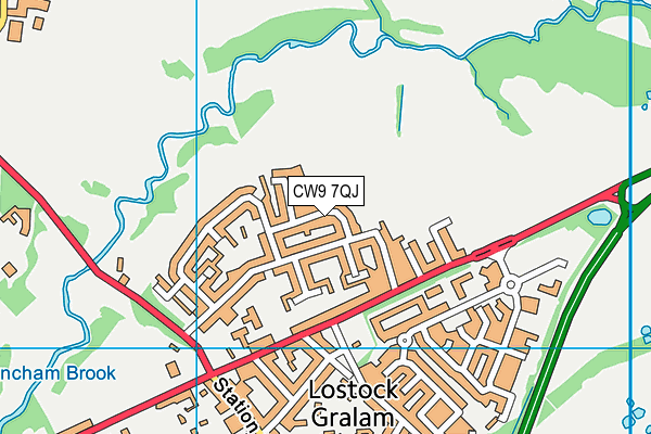 CW9 7QJ map - OS VectorMap District (Ordnance Survey)