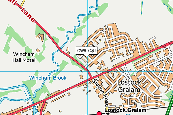 CW9 7QU map - OS VectorMap District (Ordnance Survey)