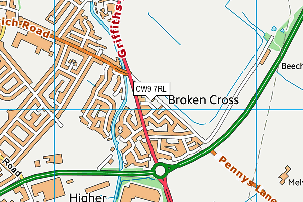 CW9 7RL map - OS VectorMap District (Ordnance Survey)