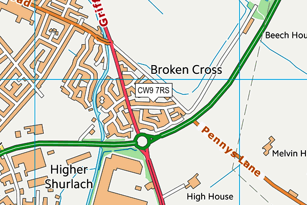 CW9 7RS map - OS VectorMap District (Ordnance Survey)