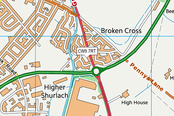 CW9 7RT map - OS VectorMap District (Ordnance Survey)