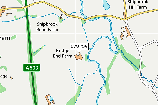 CW9 7SA map - OS VectorMap District (Ordnance Survey)