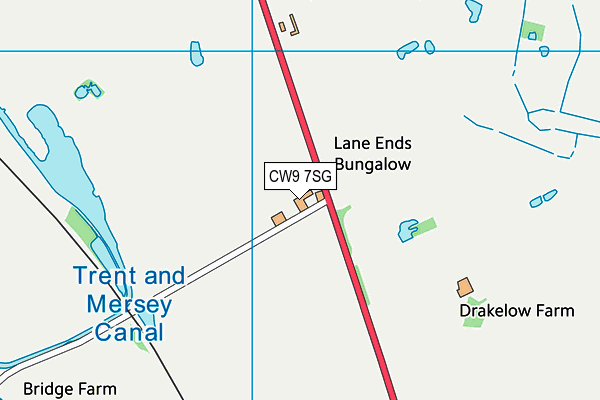 CW9 7SG map - OS VectorMap District (Ordnance Survey)