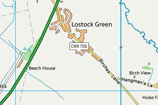 CW9 7SS map - OS VectorMap District (Ordnance Survey)