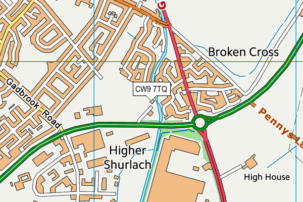 CW9 7TQ map - OS VectorMap District (Ordnance Survey)