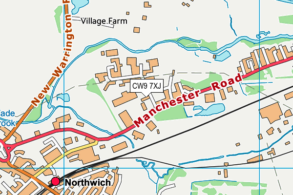 CW9 7XJ map - OS VectorMap District (Ordnance Survey)