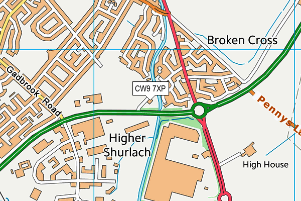 CW9 7XP map - OS VectorMap District (Ordnance Survey)