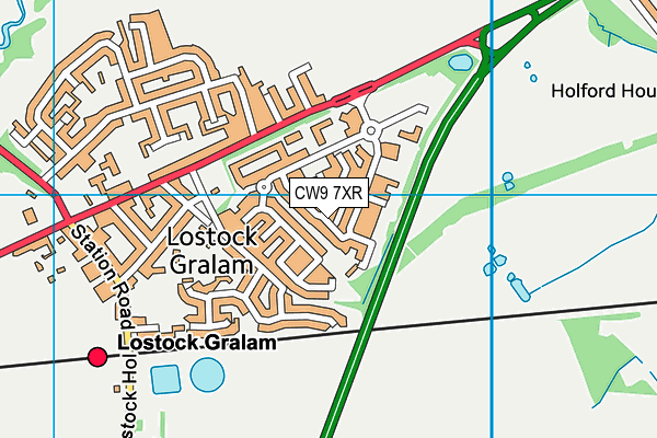 CW9 7XR map - OS VectorMap District (Ordnance Survey)