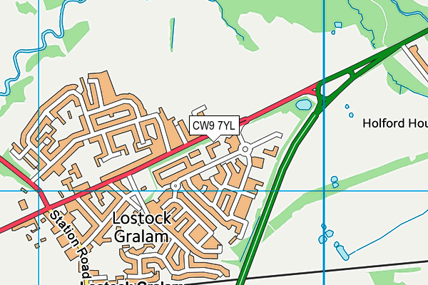 CW9 7YL map - OS VectorMap District (Ordnance Survey)