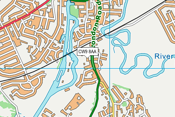 CW9 8AA map - OS VectorMap District (Ordnance Survey)