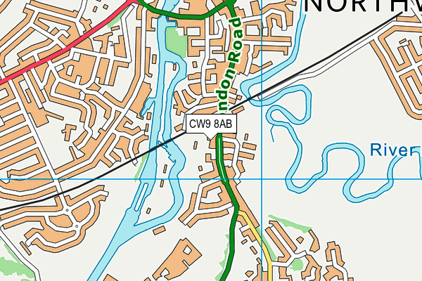 CW9 8AB map - OS VectorMap District (Ordnance Survey)