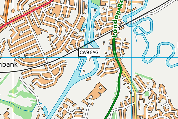 CW9 8AG map - OS VectorMap District (Ordnance Survey)