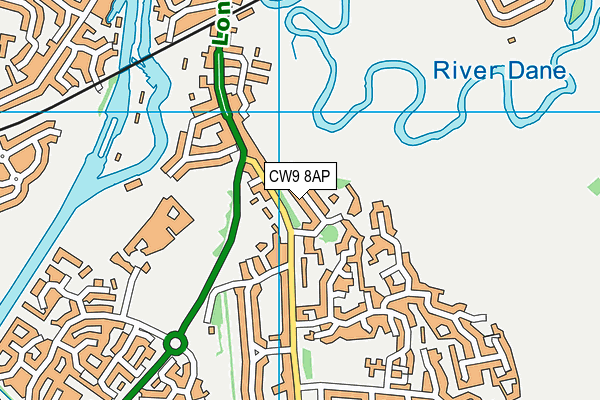 CW9 8AP map - OS VectorMap District (Ordnance Survey)