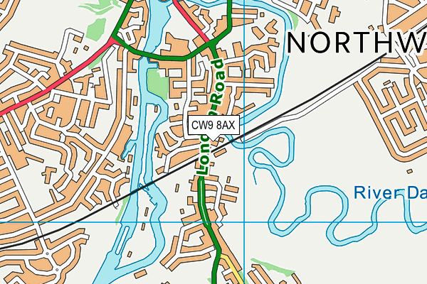 CW9 8AX map - OS VectorMap District (Ordnance Survey)