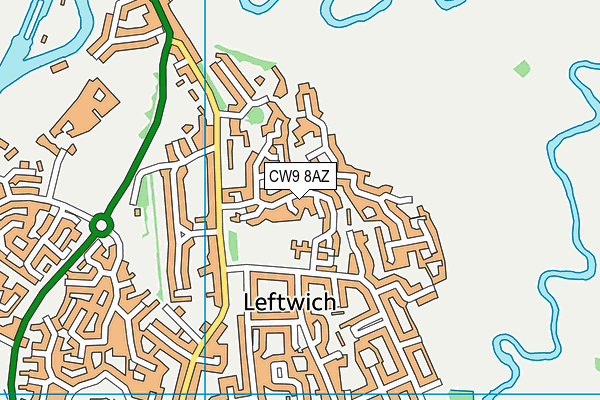 CW9 8AZ map - OS VectorMap District (Ordnance Survey)