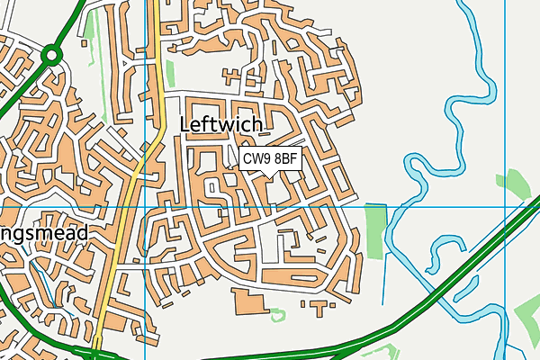 CW9 8BF map - OS VectorMap District (Ordnance Survey)