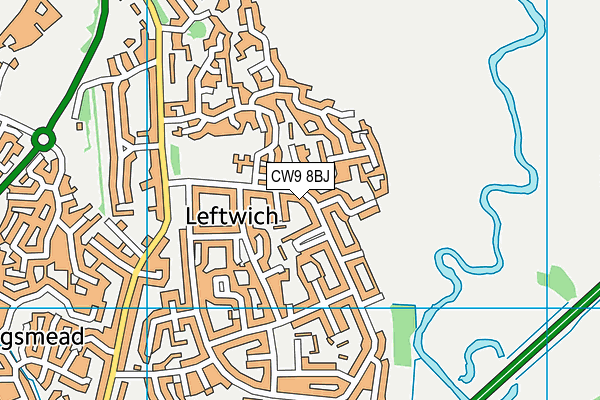 CW9 8BJ map - OS VectorMap District (Ordnance Survey)