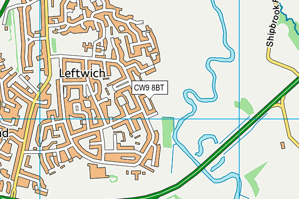 CW9 8BT map - OS VectorMap District (Ordnance Survey)