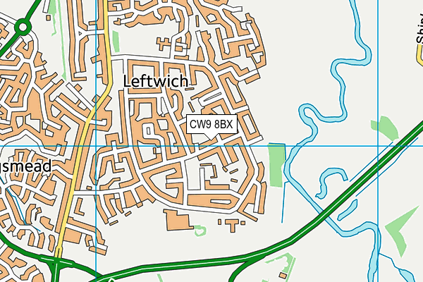 CW9 8BX map - OS VectorMap District (Ordnance Survey)