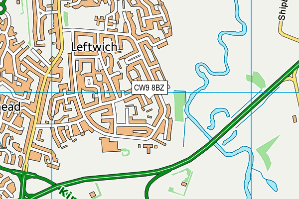 CW9 8BZ map - OS VectorMap District (Ordnance Survey)