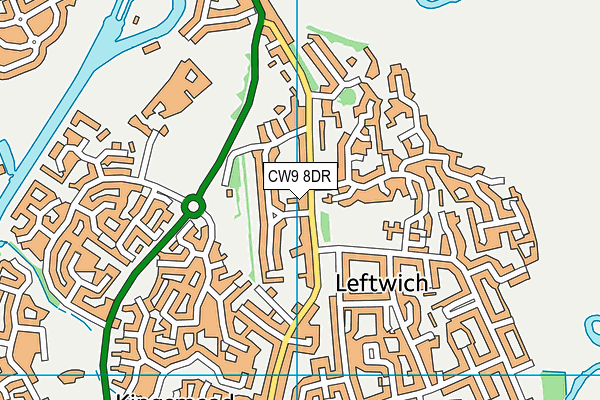 CW9 8DR map - OS VectorMap District (Ordnance Survey)