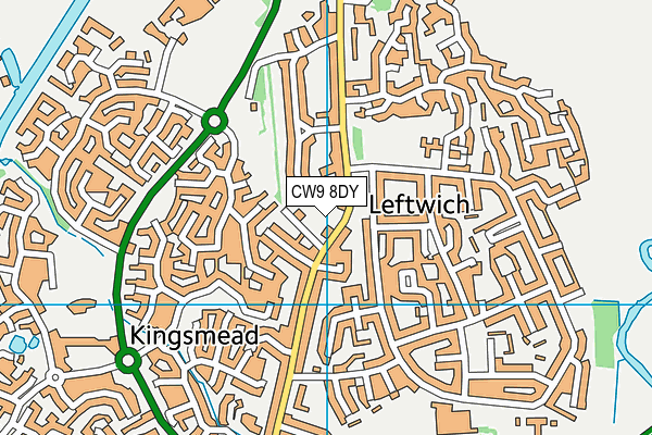 CW9 8DY map - OS VectorMap District (Ordnance Survey)