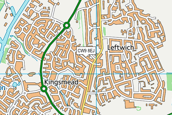 CW9 8EJ map - OS VectorMap District (Ordnance Survey)