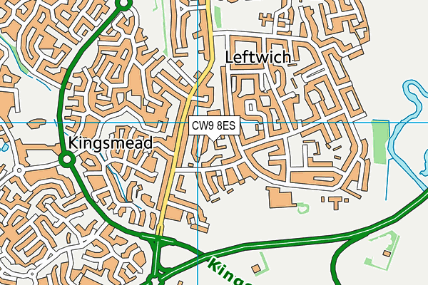 CW9 8ES map - OS VectorMap District (Ordnance Survey)