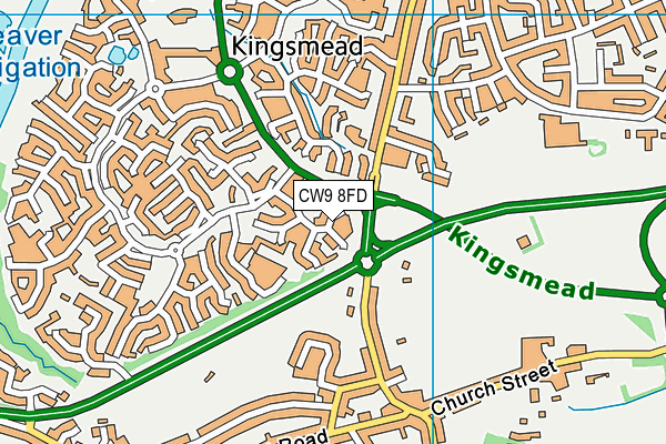 CW9 8FD map - OS VectorMap District (Ordnance Survey)