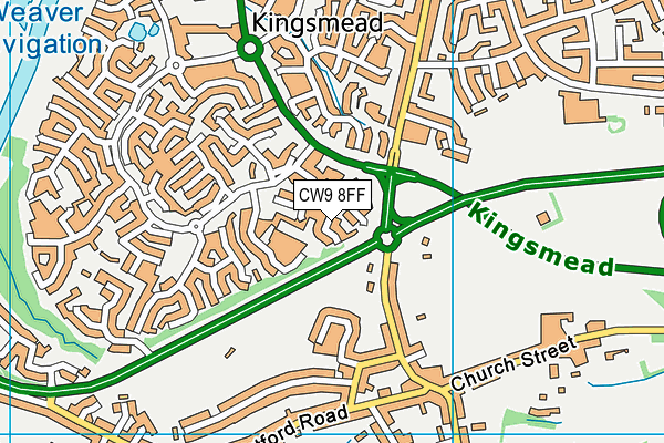 CW9 8FF map - OS VectorMap District (Ordnance Survey)