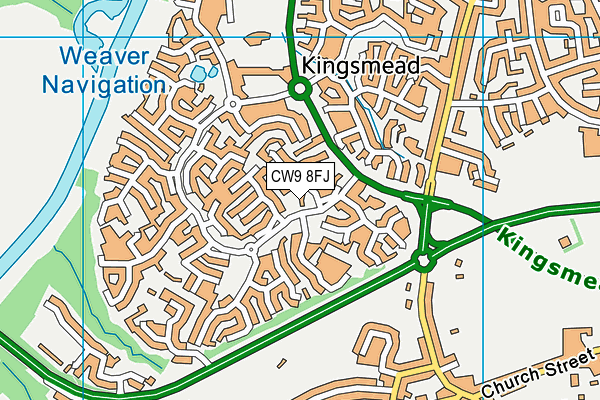 CW9 8FJ map - OS VectorMap District (Ordnance Survey)
