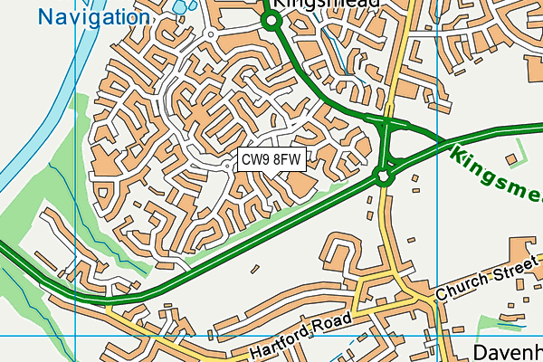 CW9 8FW map - OS VectorMap District (Ordnance Survey)