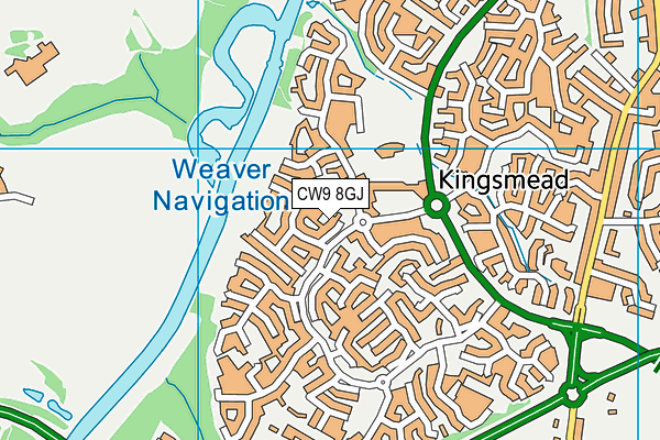 CW9 8GJ map - OS VectorMap District (Ordnance Survey)