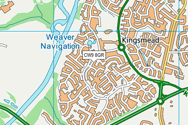 CW9 8GR map - OS VectorMap District (Ordnance Survey)