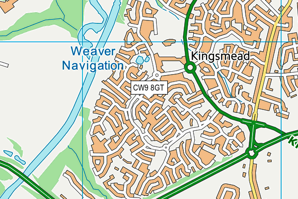 CW9 8GT map - OS VectorMap District (Ordnance Survey)