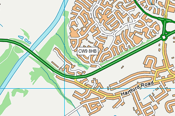 CW9 8HB map - OS VectorMap District (Ordnance Survey)